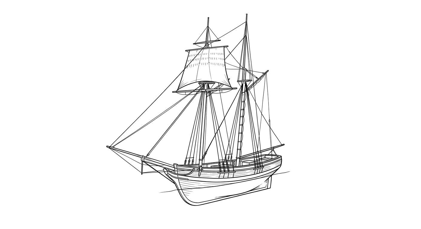 Engraved line drawing of the USS Alligator