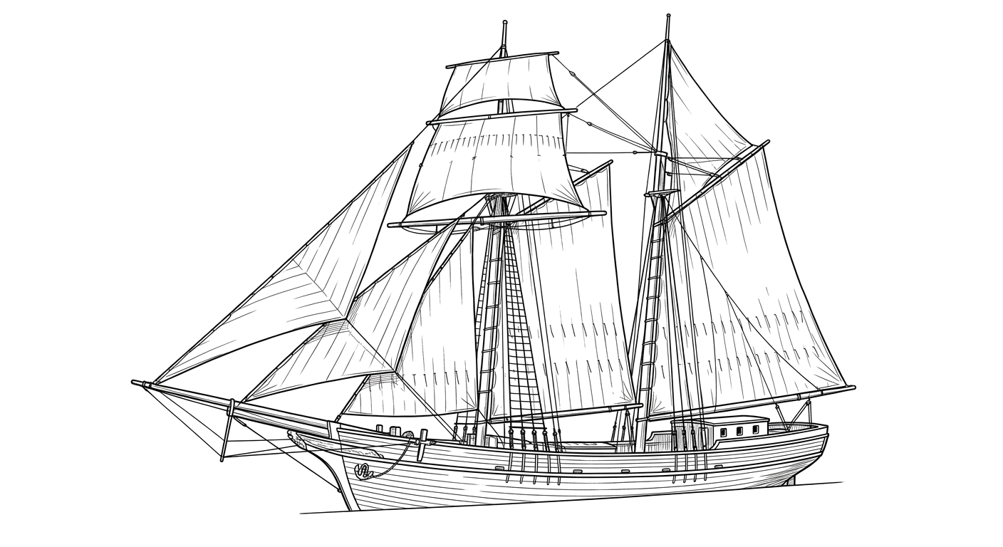 Engraved line drawing of the Arethusa