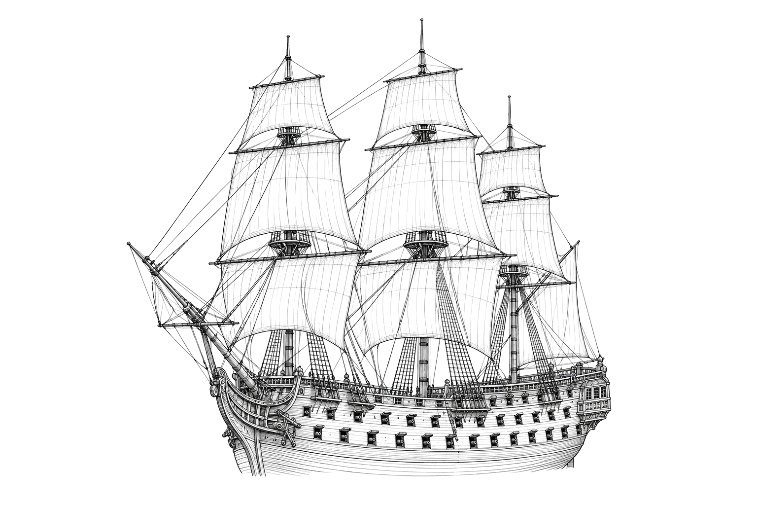 Engraved line drawing of the HMS Winchester