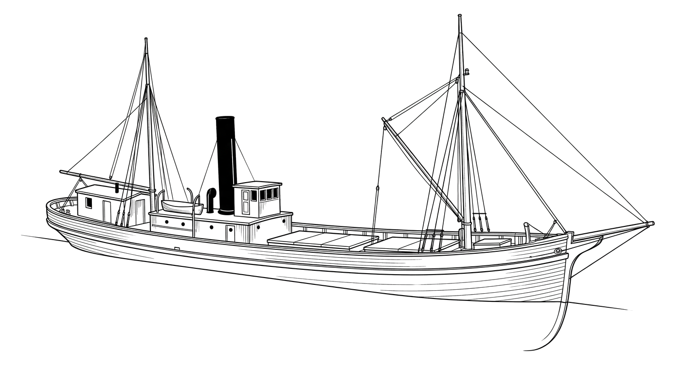 Engraved line drawing of the Margaret Olwill