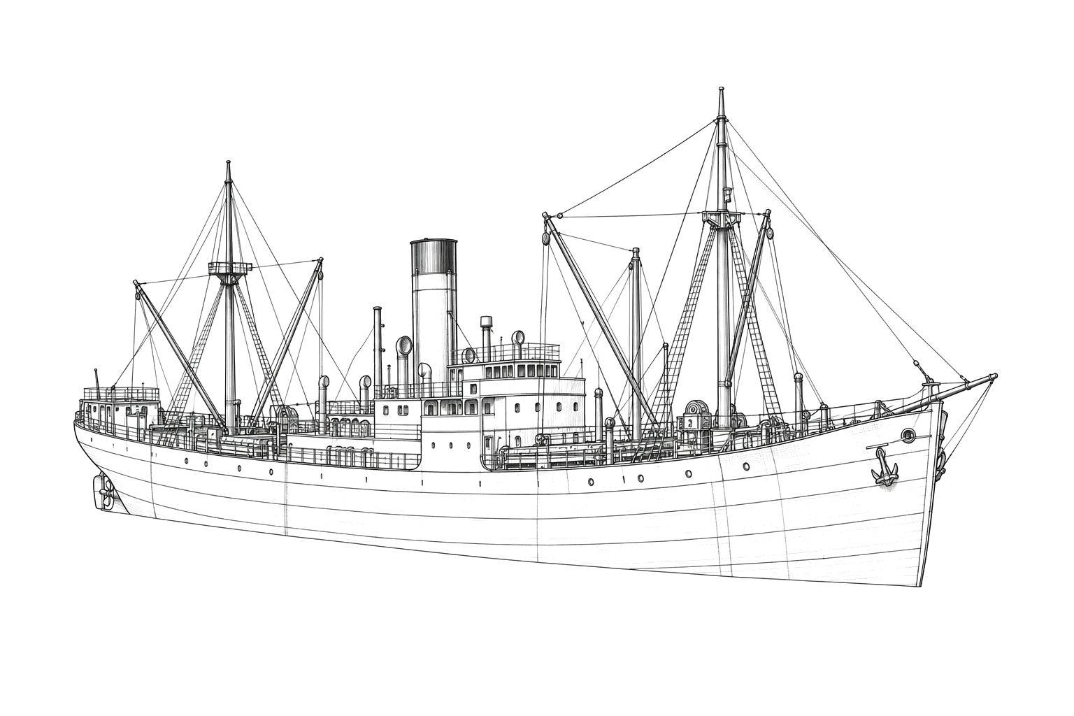 Engraved line drawing of the Andra