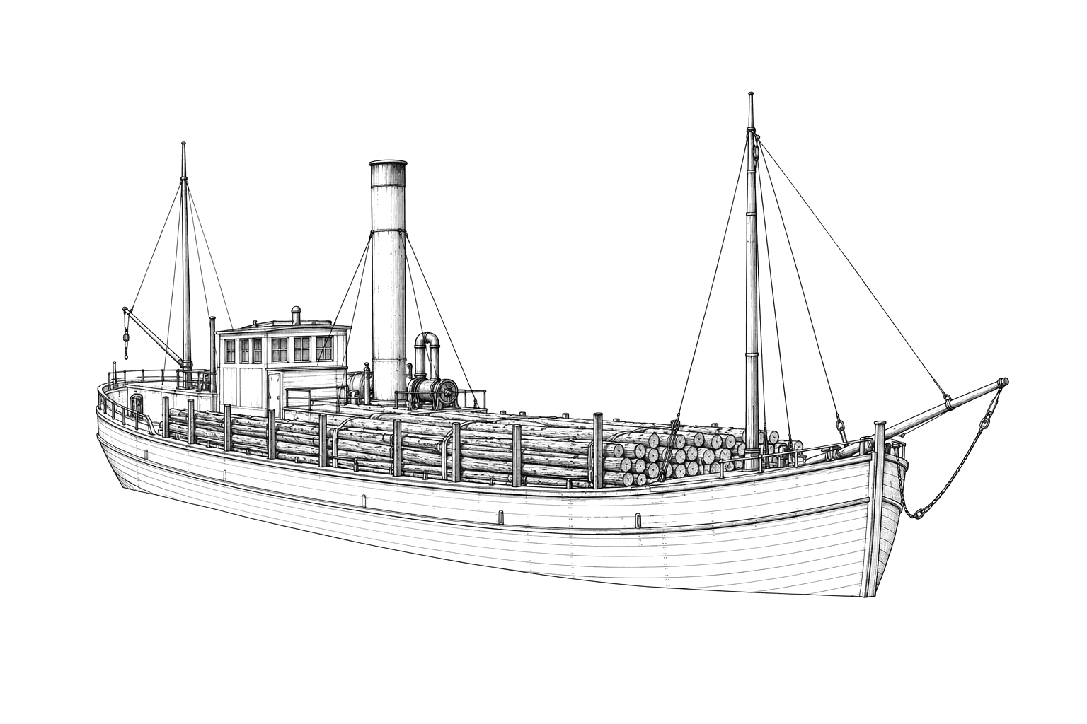 Engraved line drawing of the O.E. Parks