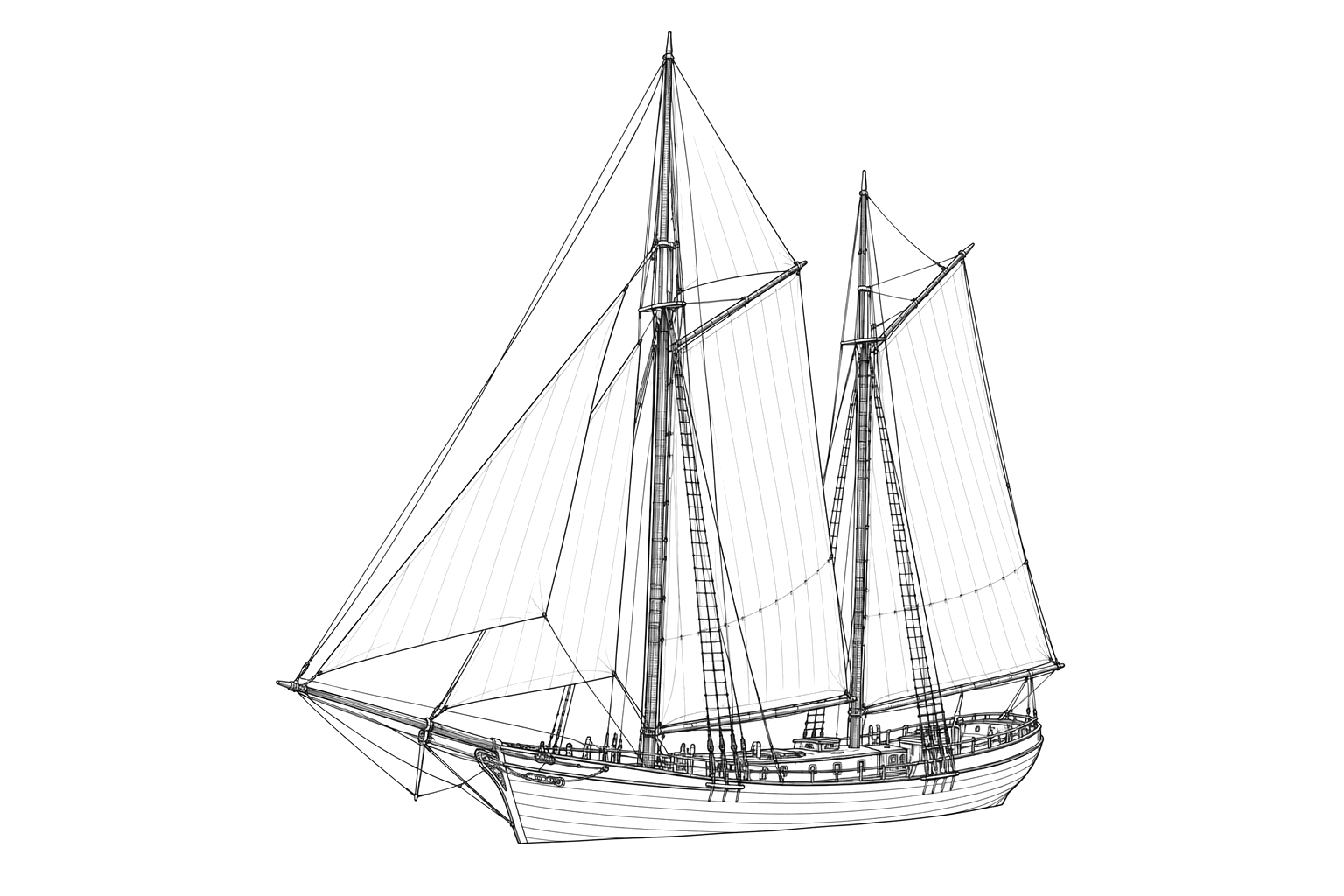 Engraved line drawing of the Jonathan Boram