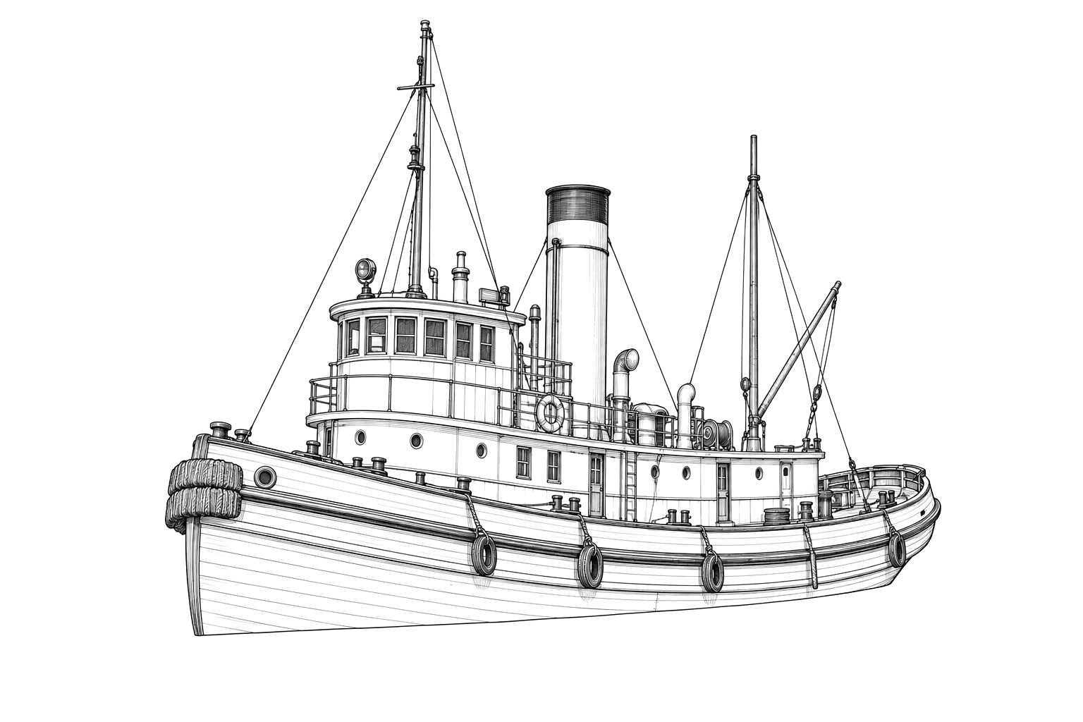 Engraved line drawing of the Travis Stephen