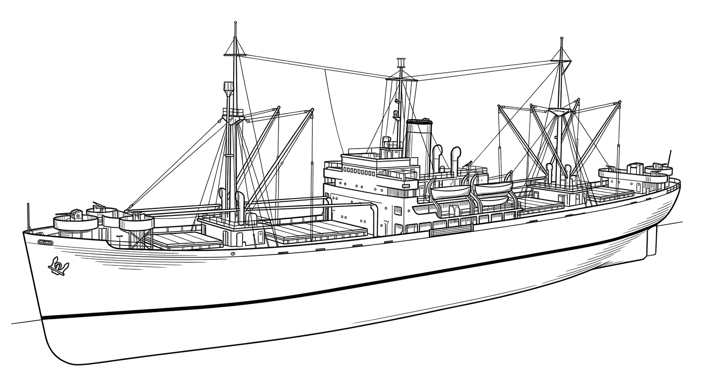 Engraved line drawing of the USS Yancey