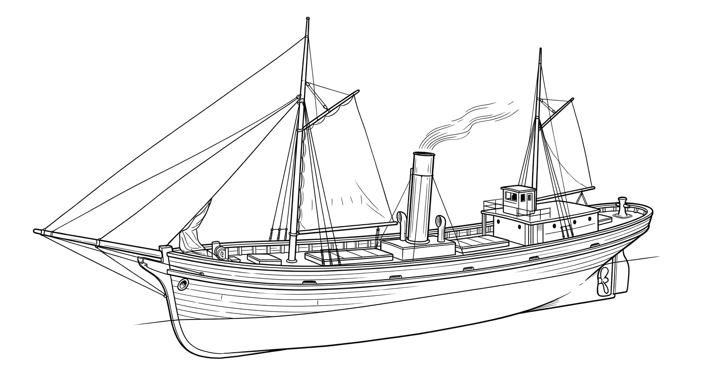 Engraved line drawing of the Selah Chamberlain