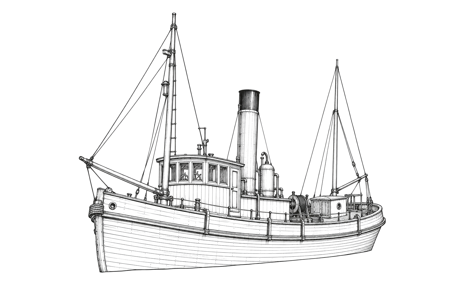Engraved line drawing of the A.S. Piper