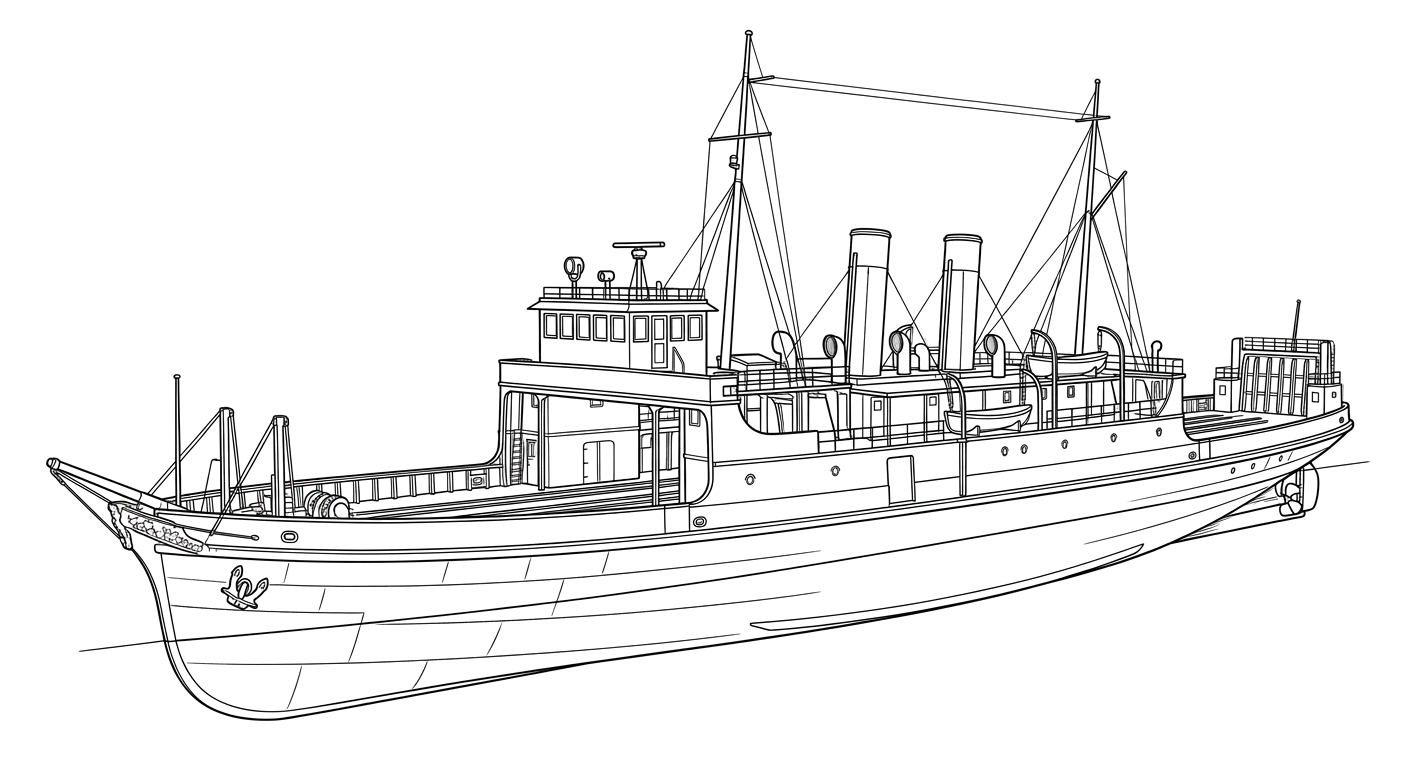 Engraved line drawing of the SS Milwaukee