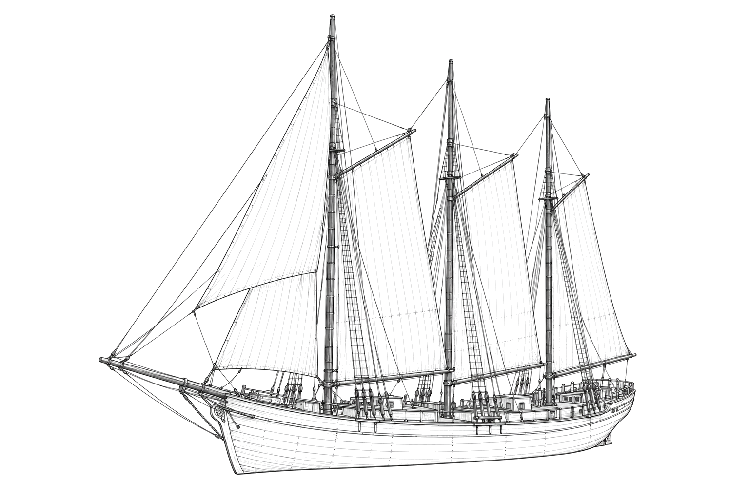 Engraved line drawing of the Thomas W. Haven