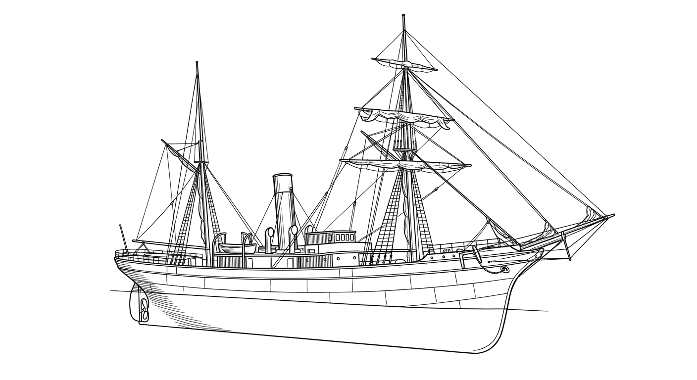 Engraved line drawing of the Kate