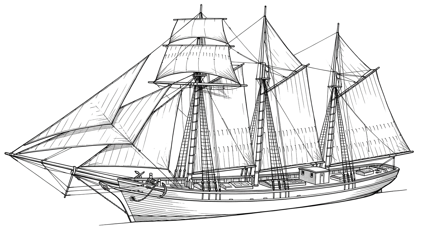 Engraved line drawing of the Harry P. Knowlton