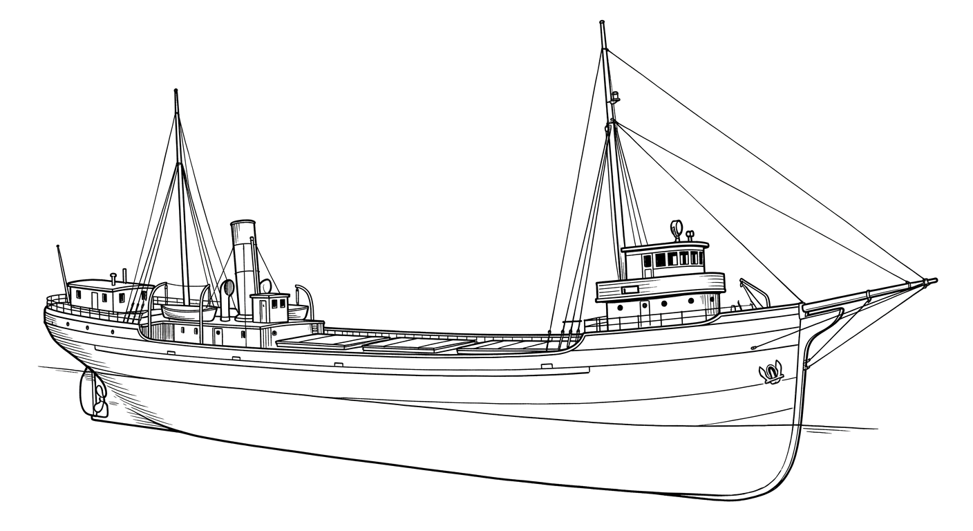 Engraved line drawing of the R.G. Stewart
