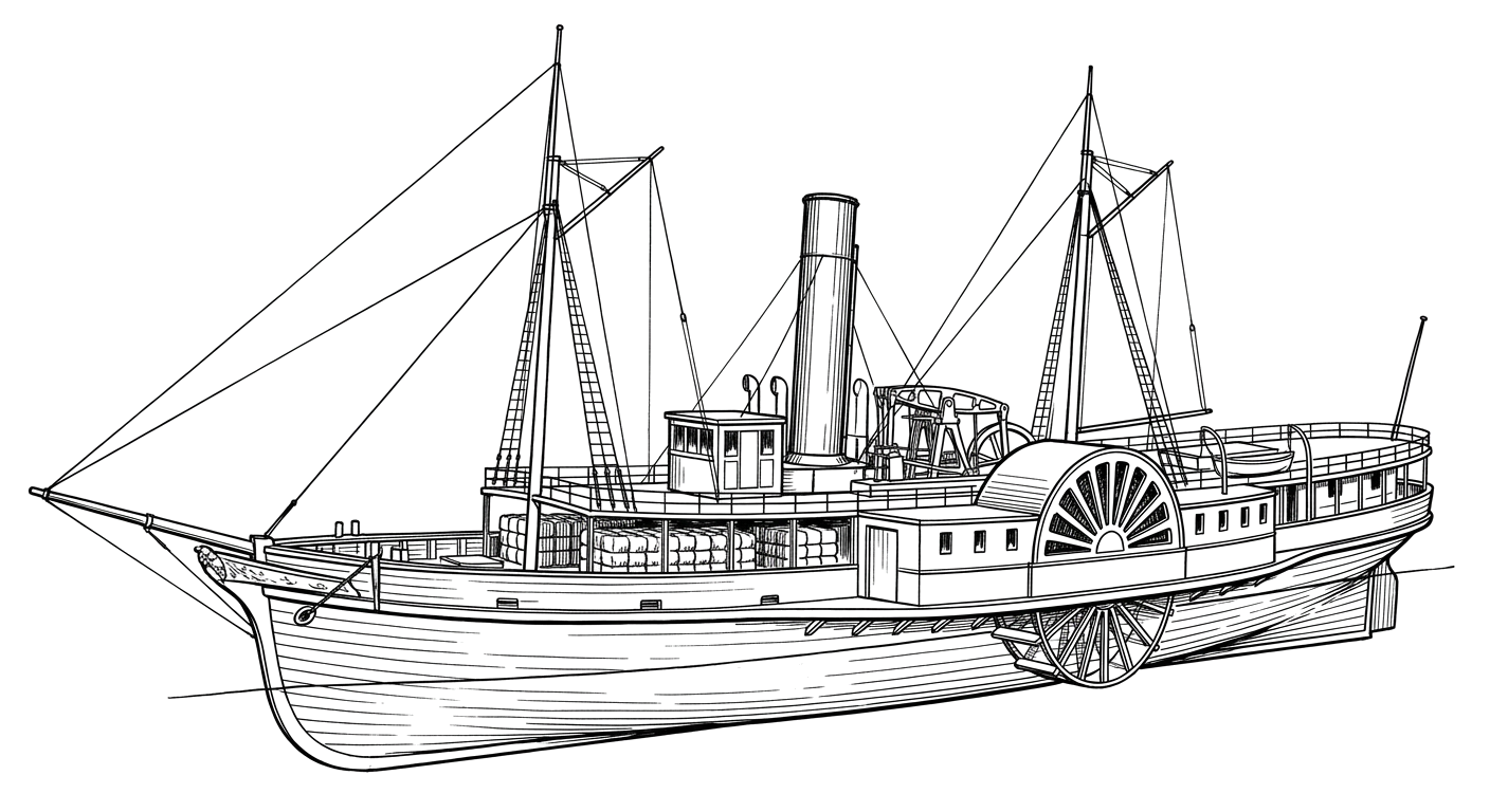 Engraved line drawing of the Lexington