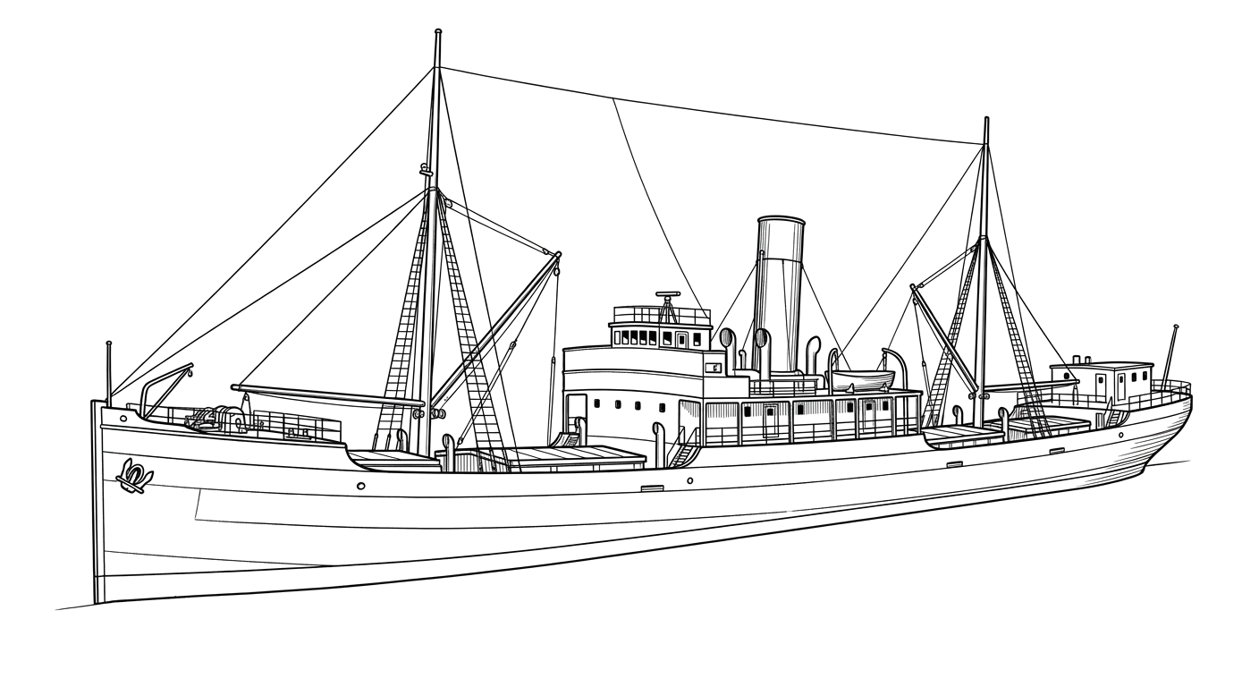 Engraved line drawing of the Alicia