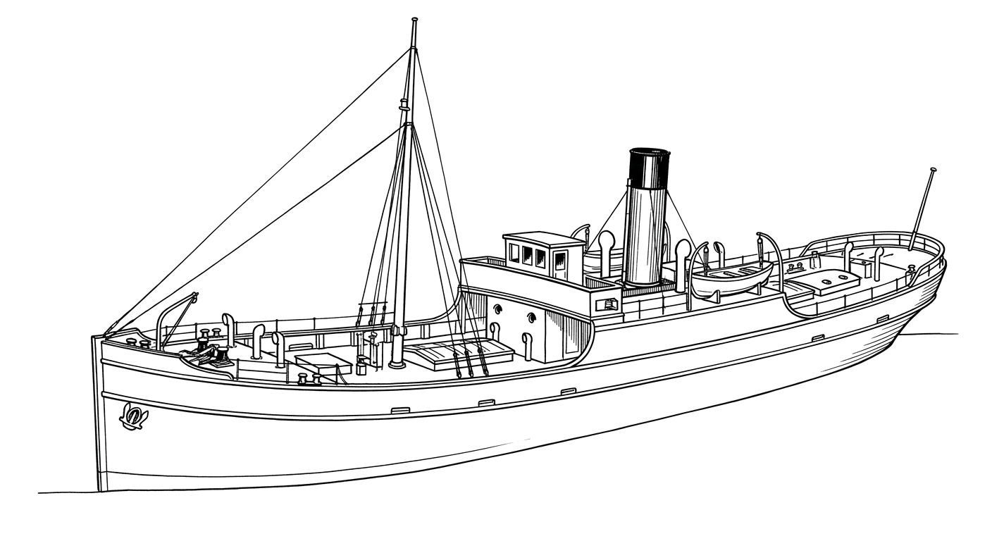 Engraved line drawing of the Mahoney