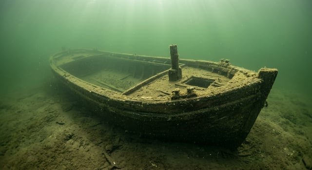 Artistic impression of the Isle La Motte Canal Sloop (Wreck UU)