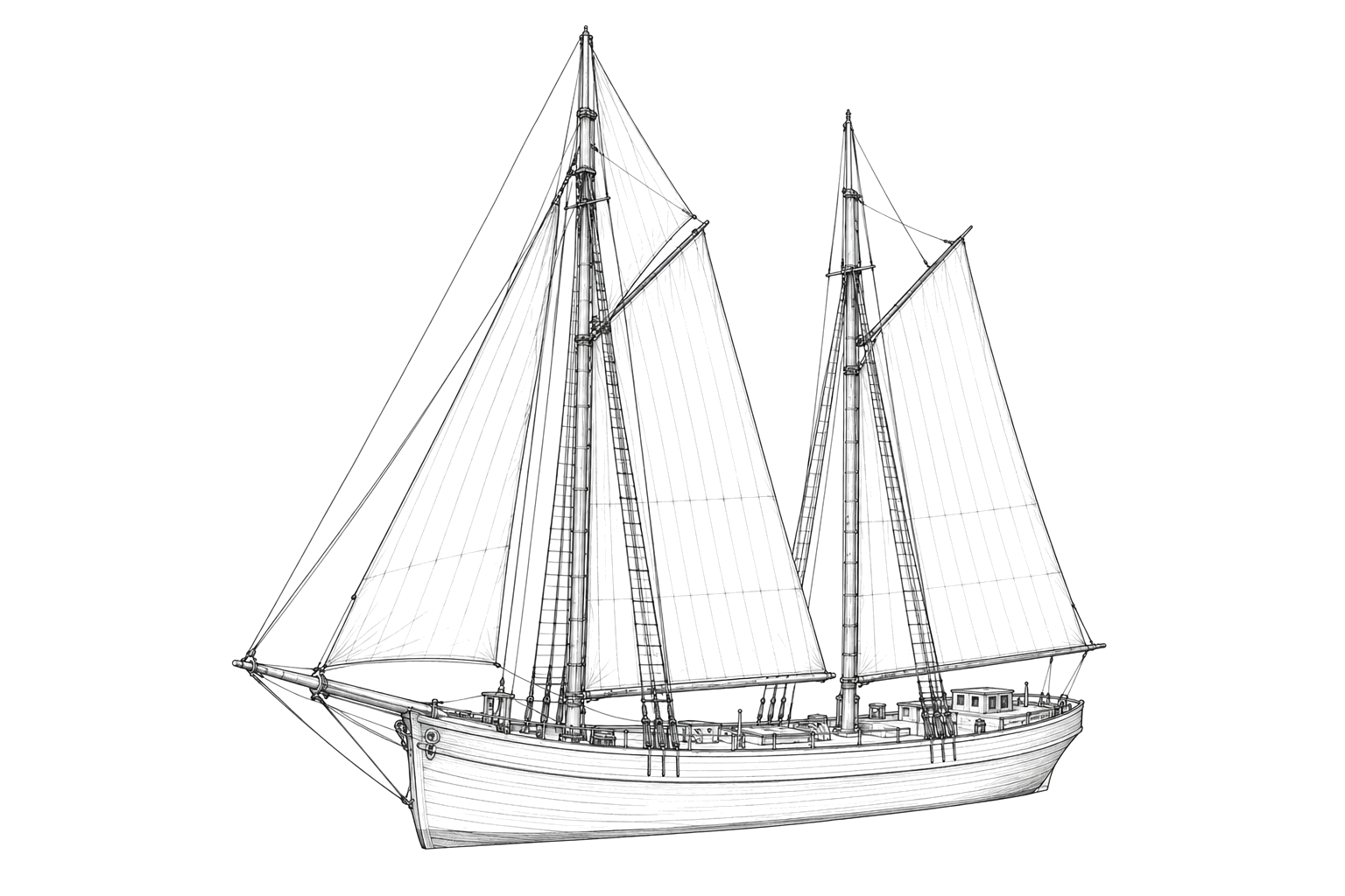 Engraved line drawing of the Mary M. Scott
