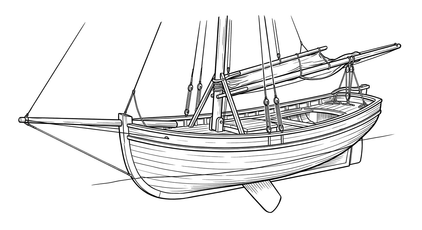 Engraved line drawing of the Shoreham Sloop