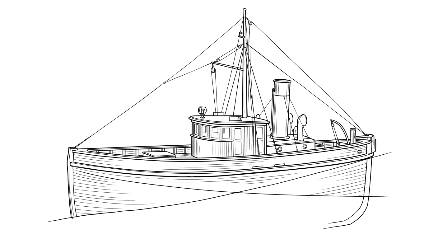 Engraved line drawing of the Anna Foss