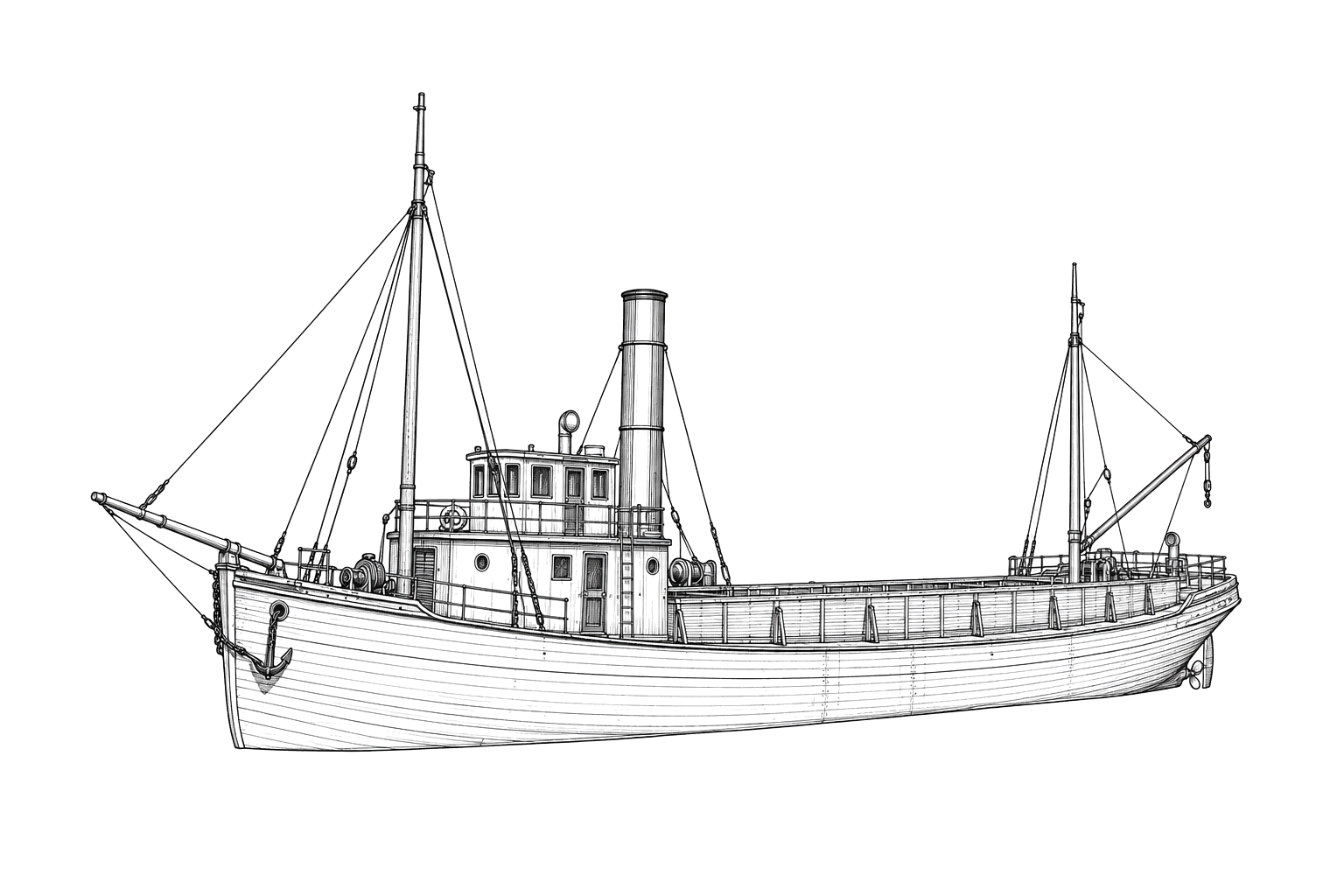 Engraved line drawing of the Loretta