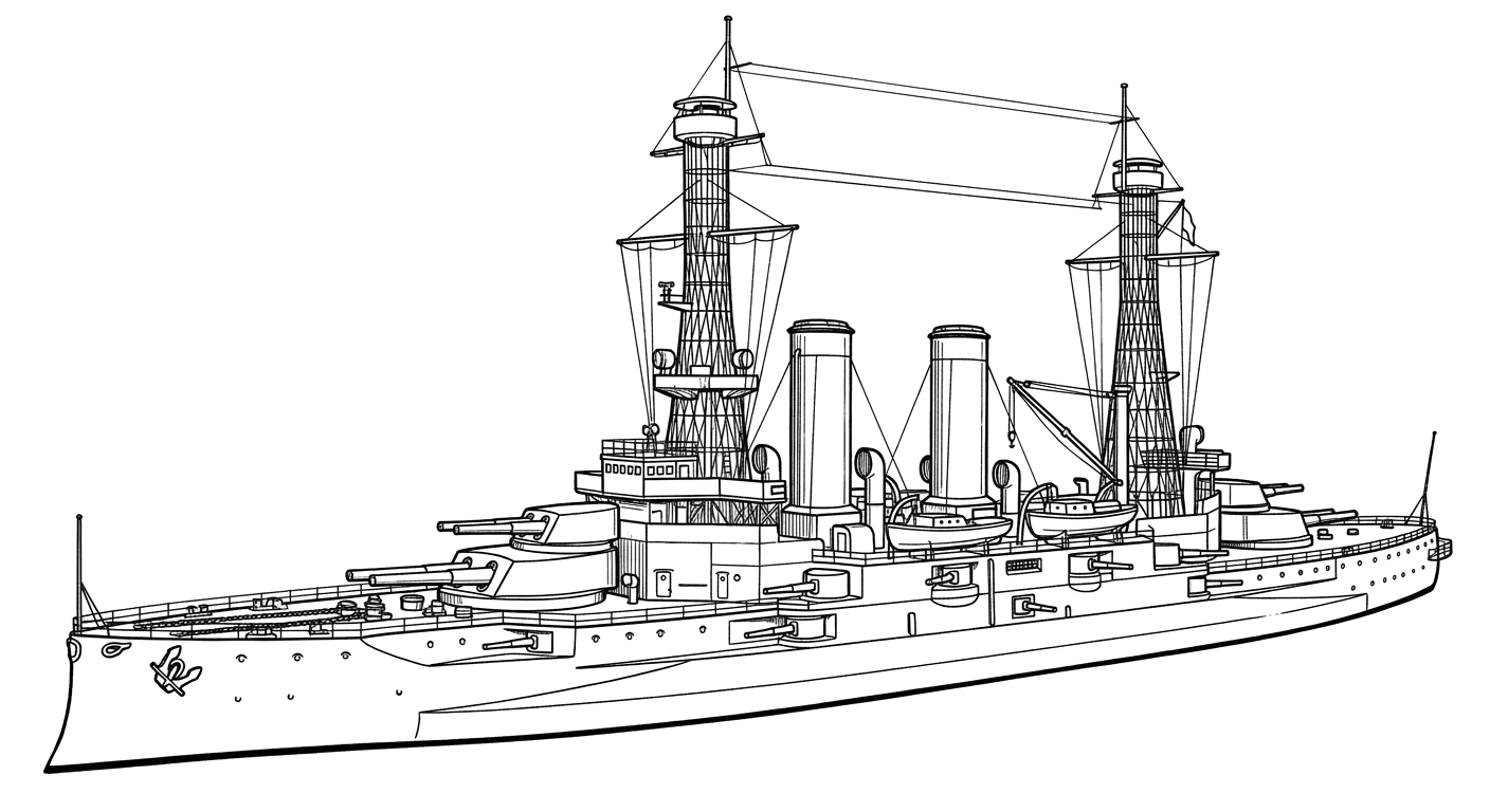 Engraved line drawing of the USS Utah