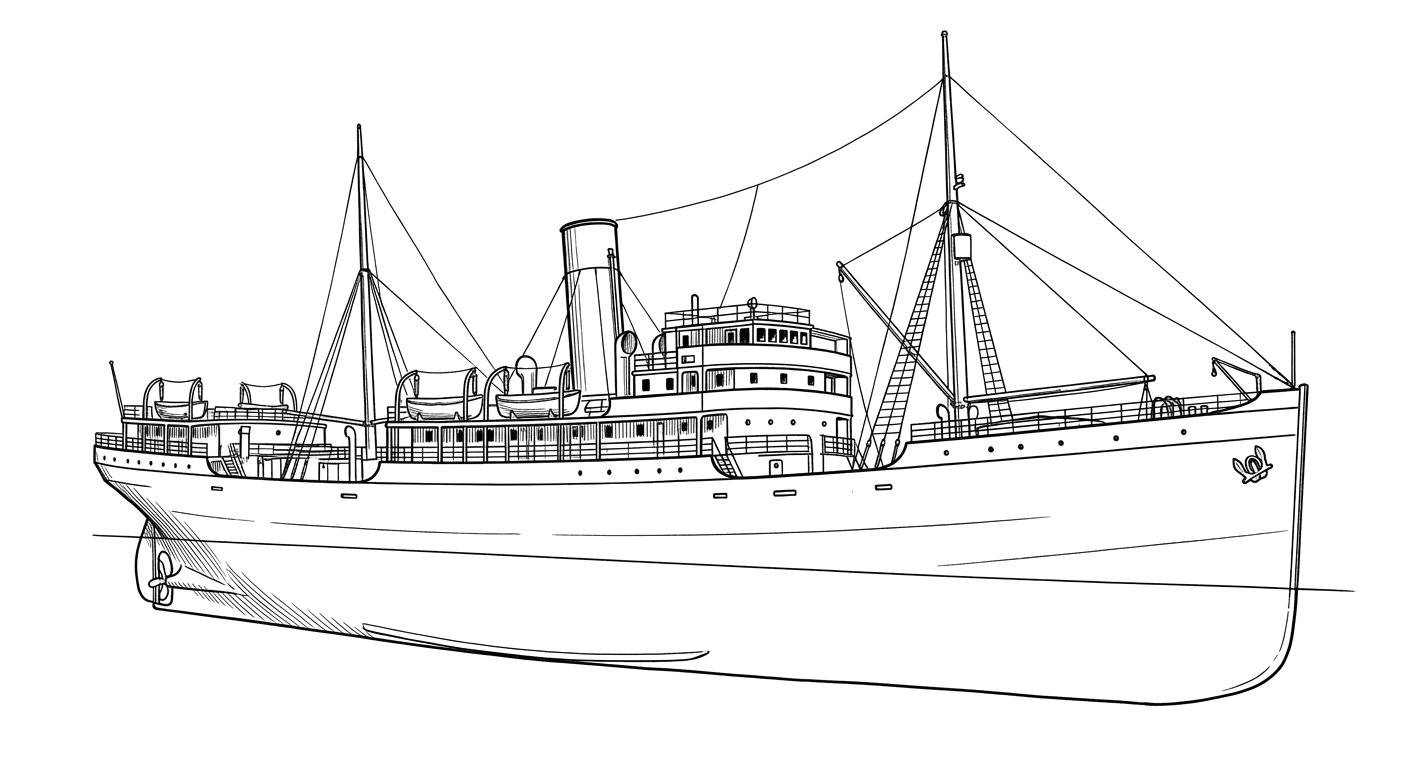 Engraved line drawing of the Grecian