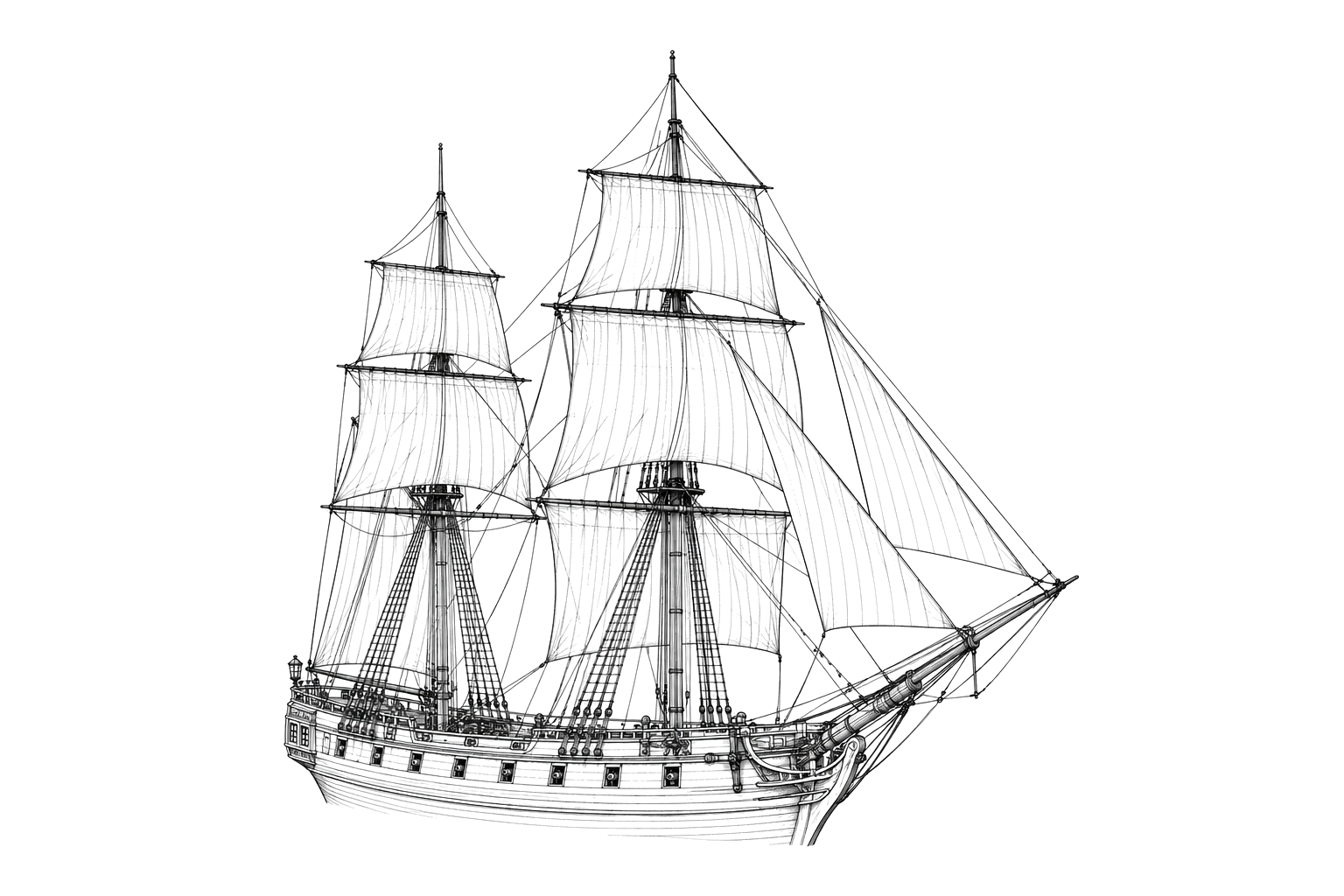Engraved line drawing of the HMS Zebra