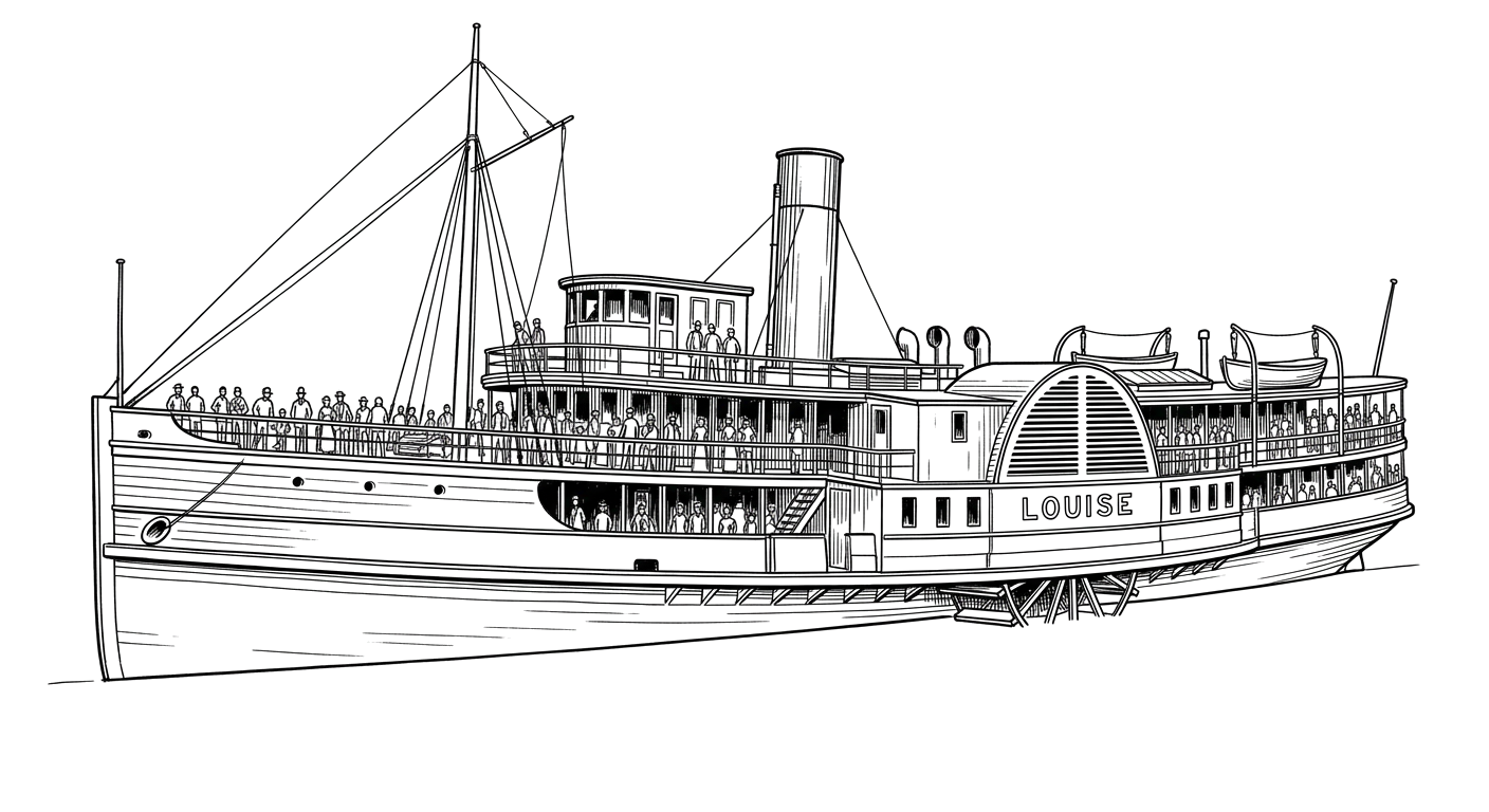Engraved line drawing of the Louise