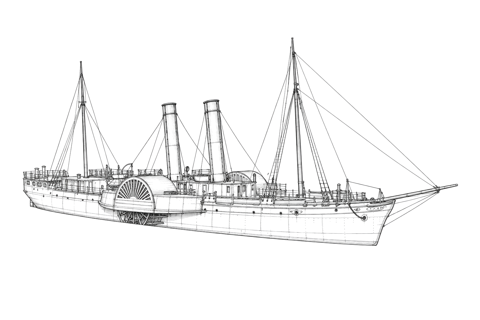 Engraved line drawing of the Dee