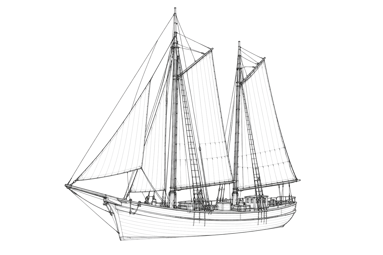 Engraved line drawing of the Ralph Brown