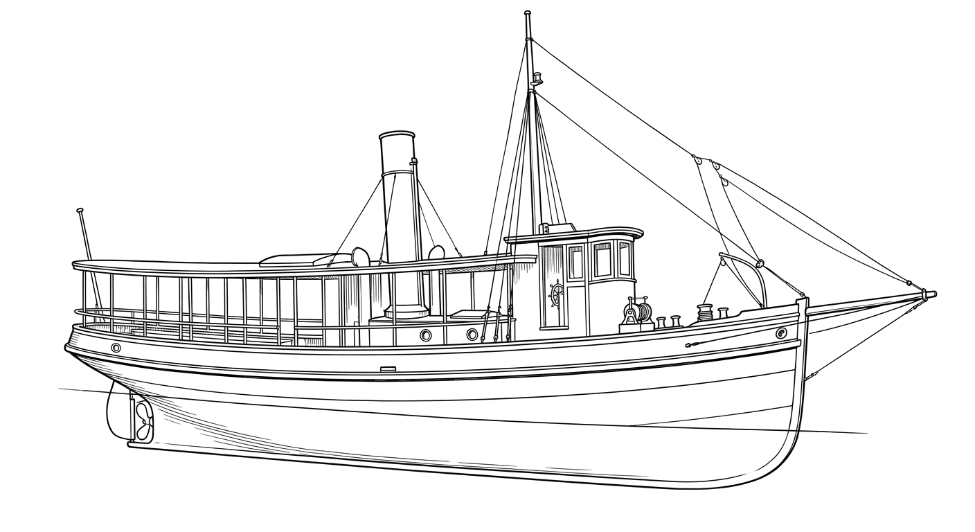 Engraved line drawing of the Camano