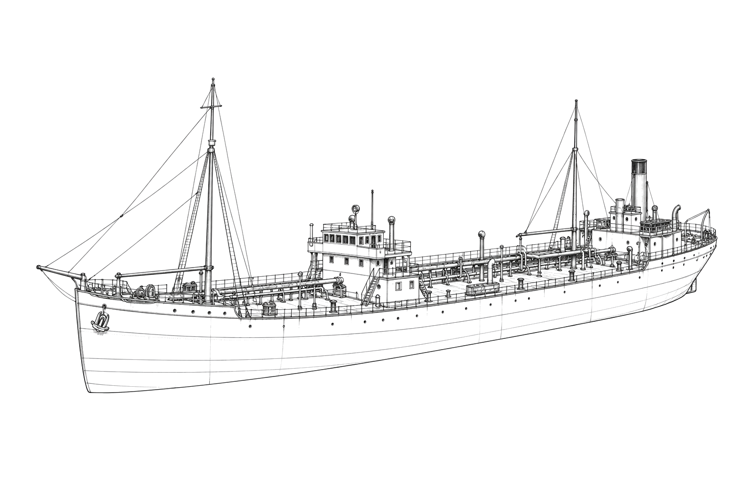 Engraved line drawing of the R.M. Parker Jr.