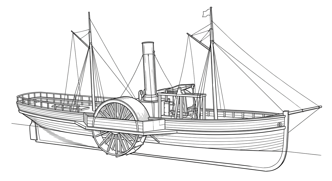 Engraved line drawing of the SS Columbus