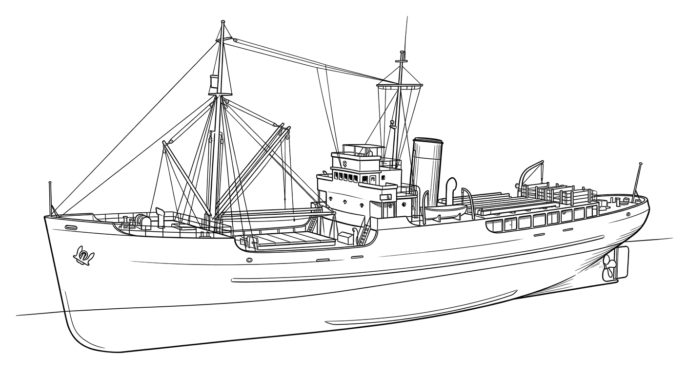 Engraved line drawing of the Thunderbolt