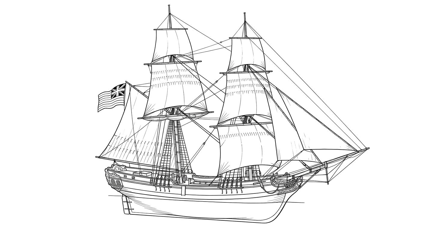 Engraved line drawing of the Ha'aheo o Hawaii