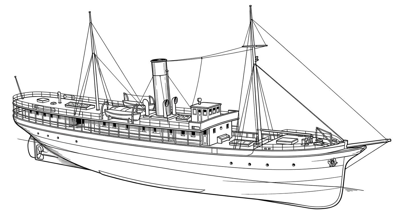 Engraved line drawing of the SS Pomona