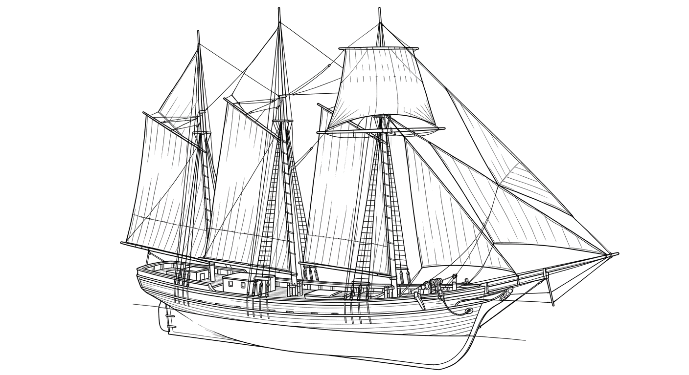 Engraved line drawing of the John B. Merrill
