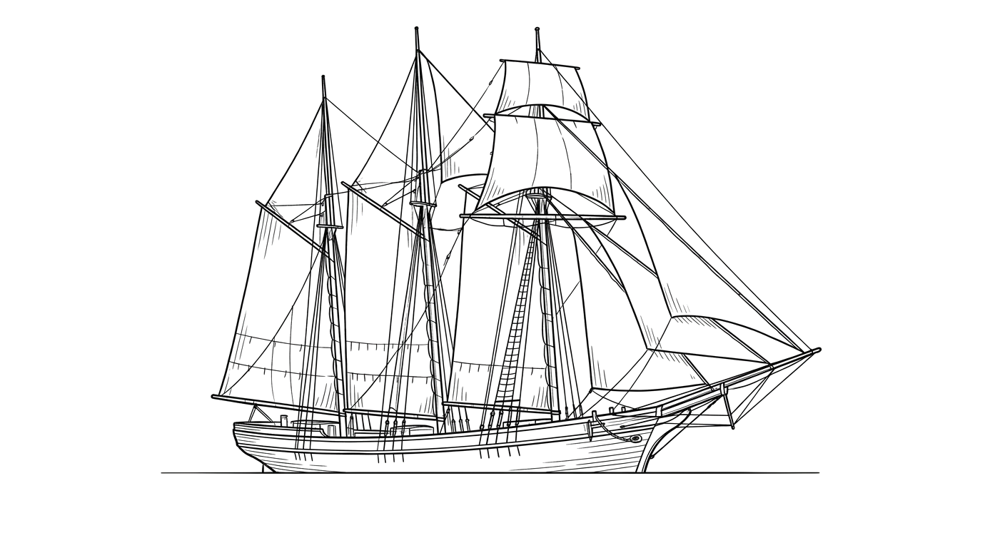 Engraved line drawing of the Captain Lincoln