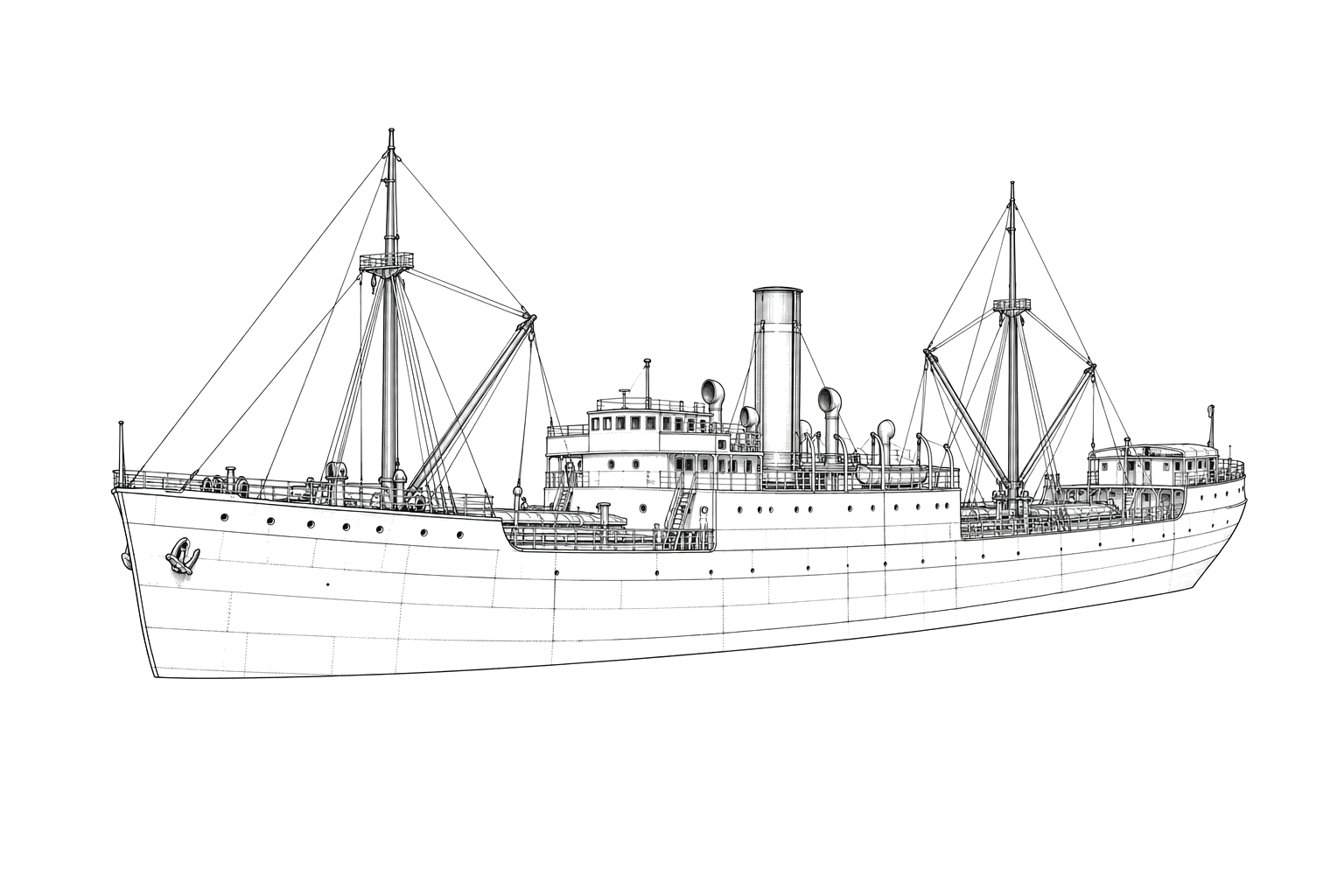 Engraved line drawing of the Laertes