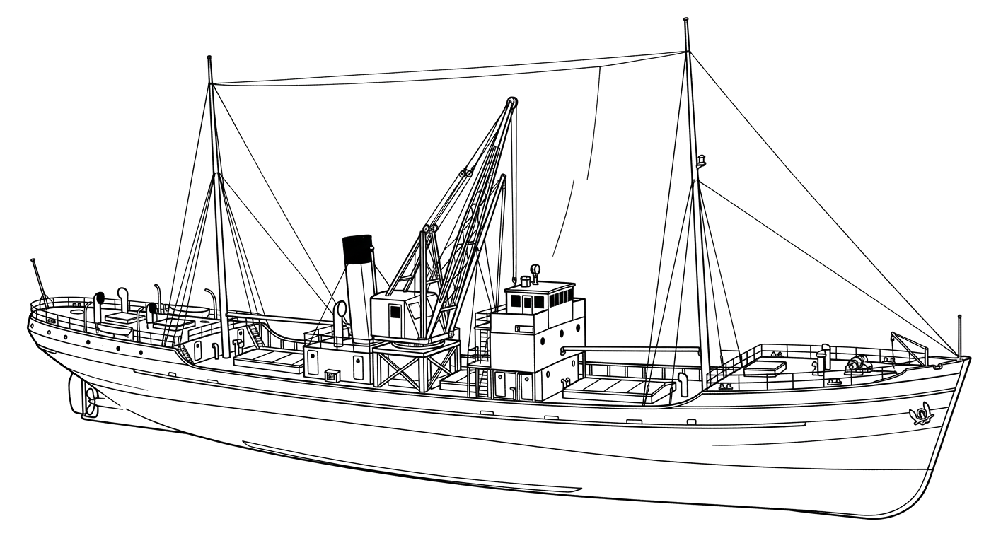 Engraved line drawing of the Hydro Atlantic