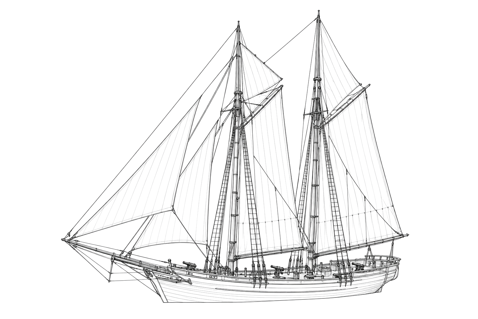 Engraved line drawing of the Anna Dale