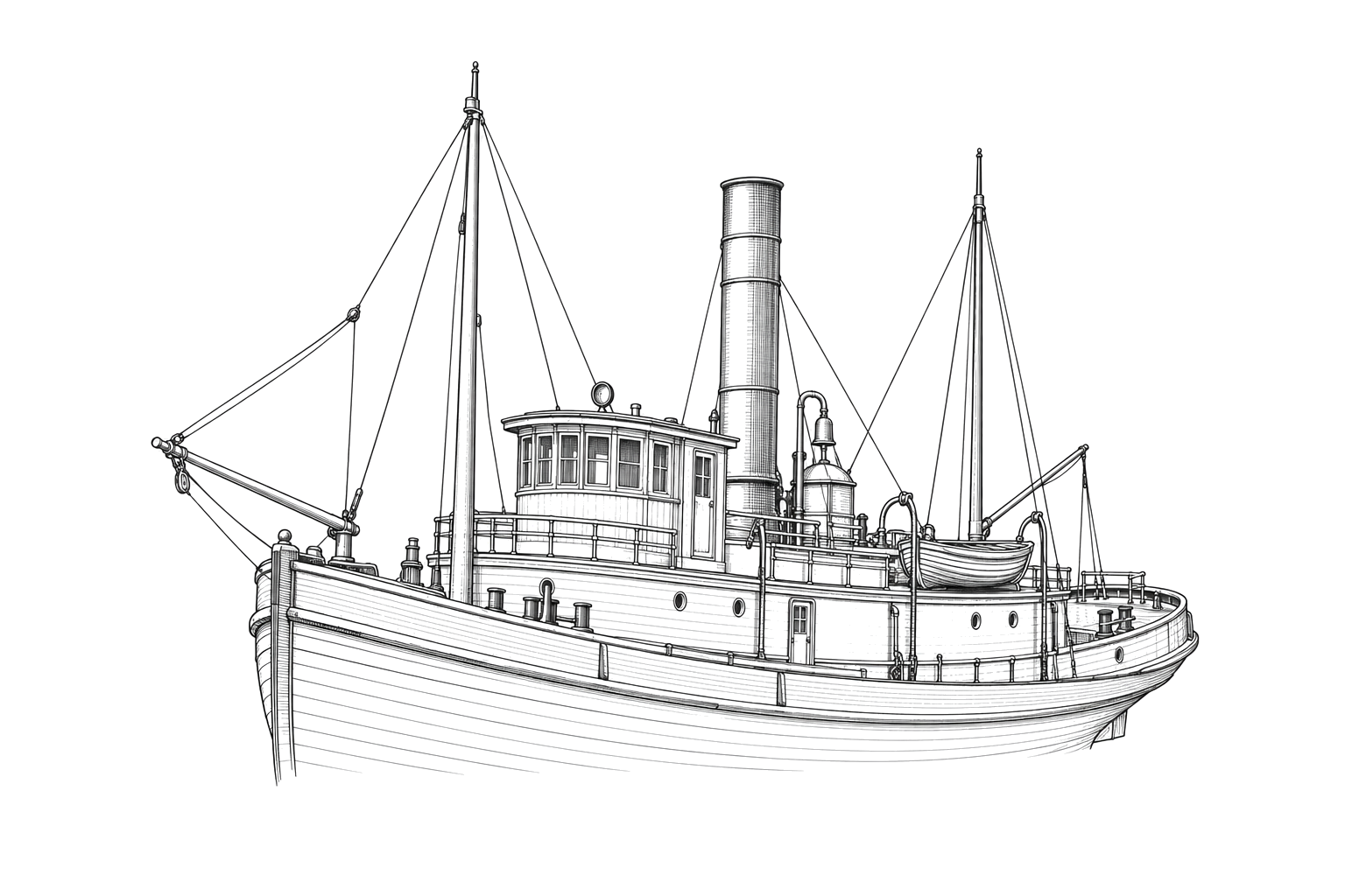 Engraved line drawing of the Alfred Mosher