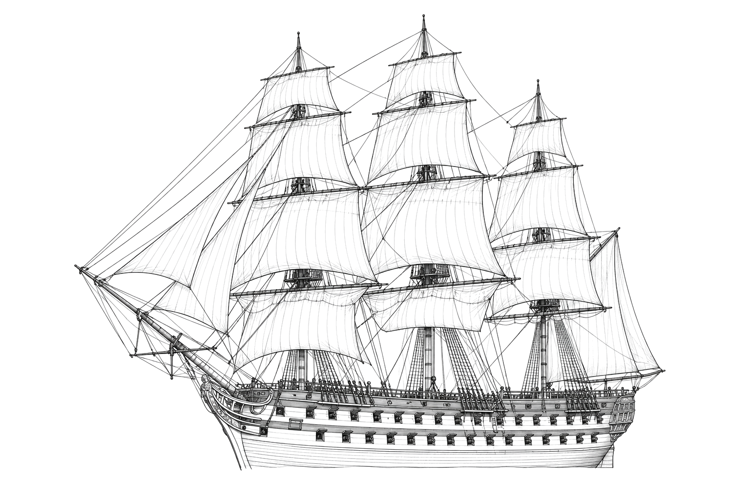 Engraved line drawing of the USS New Hampshire