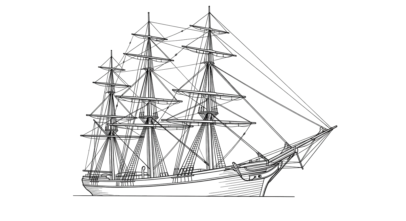 Engraved line drawing of the Powhattan