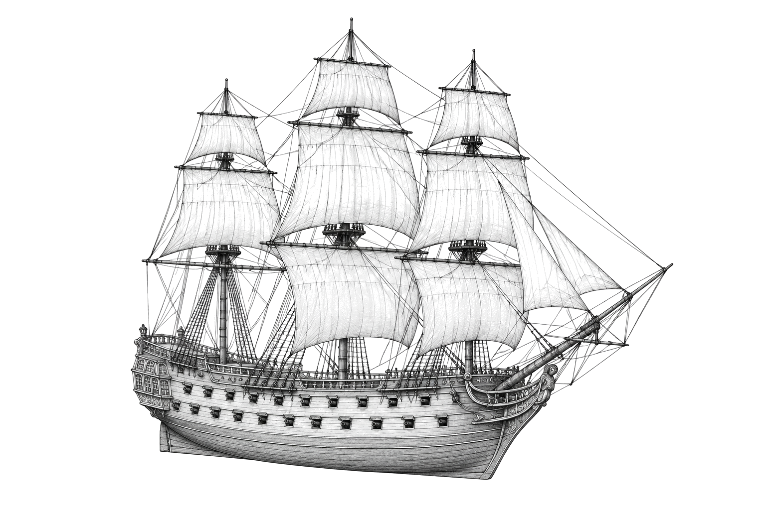 Engraved line drawing of the Royal Fortune
