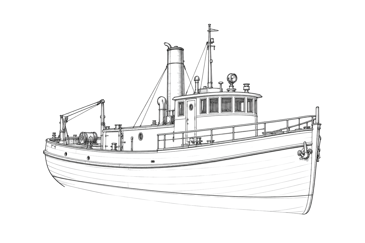 Engraved line drawing of the Anabel II