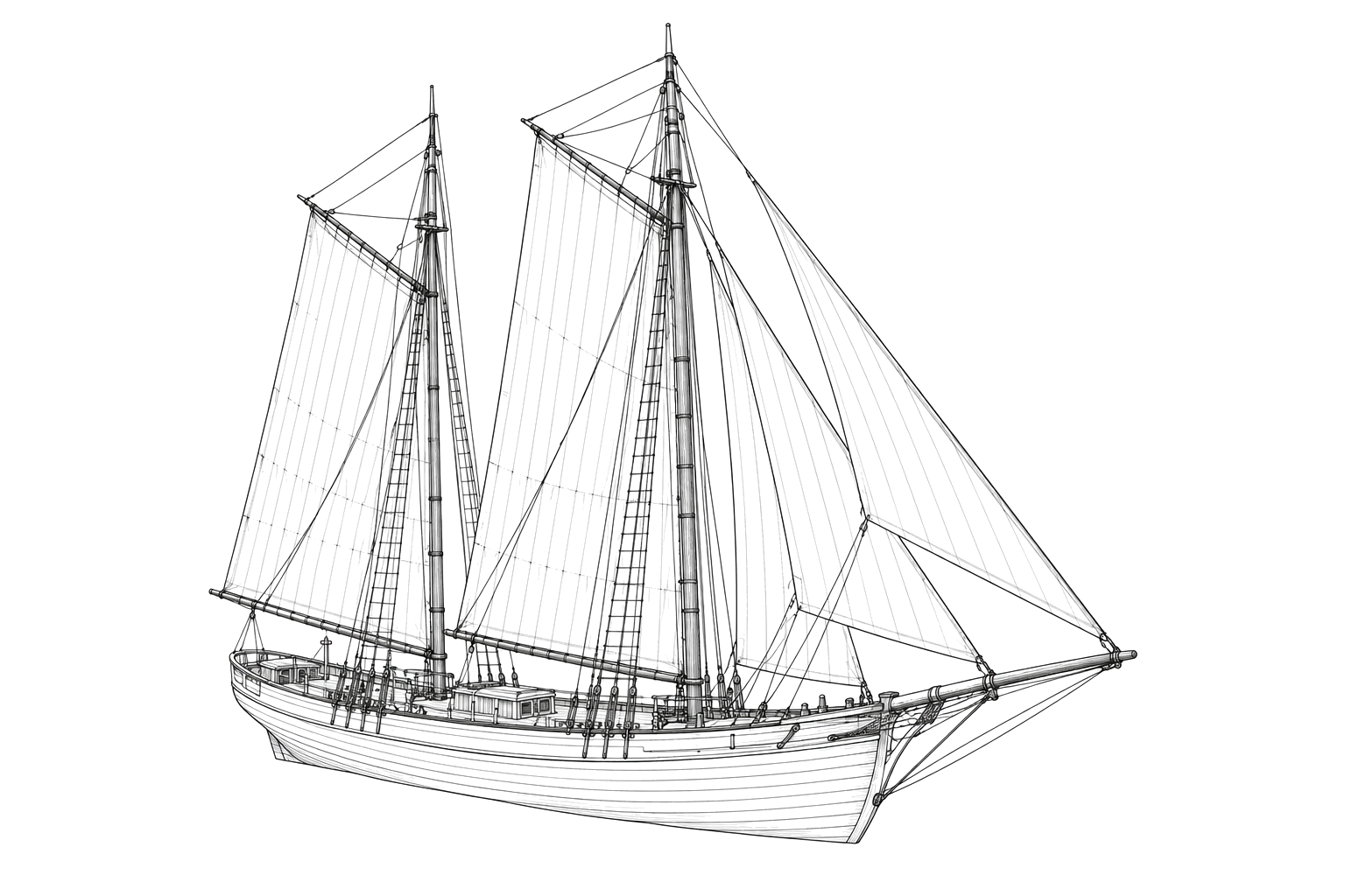 Engraved line drawing of the Ivanhoe