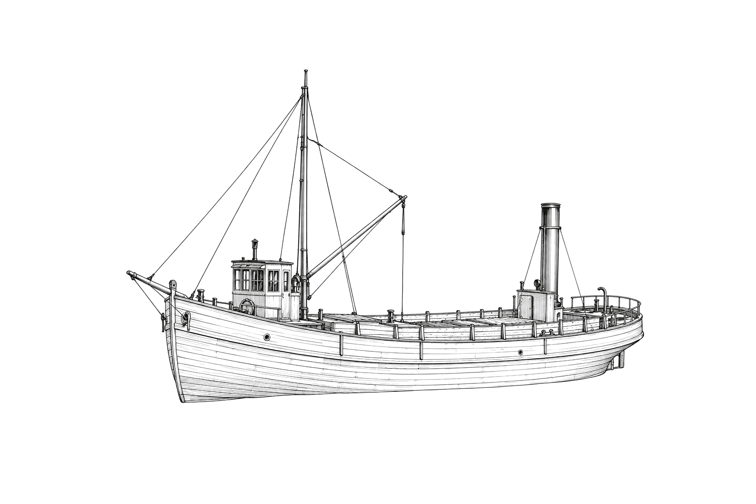 Engraved line drawing of the Grace Patterson