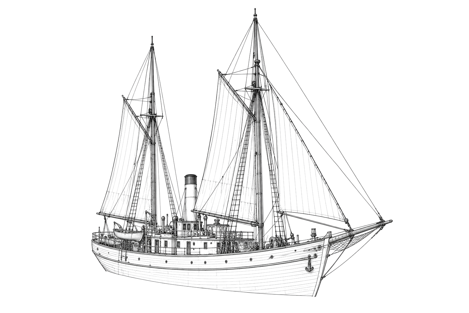 Engraved line drawing of the Quest