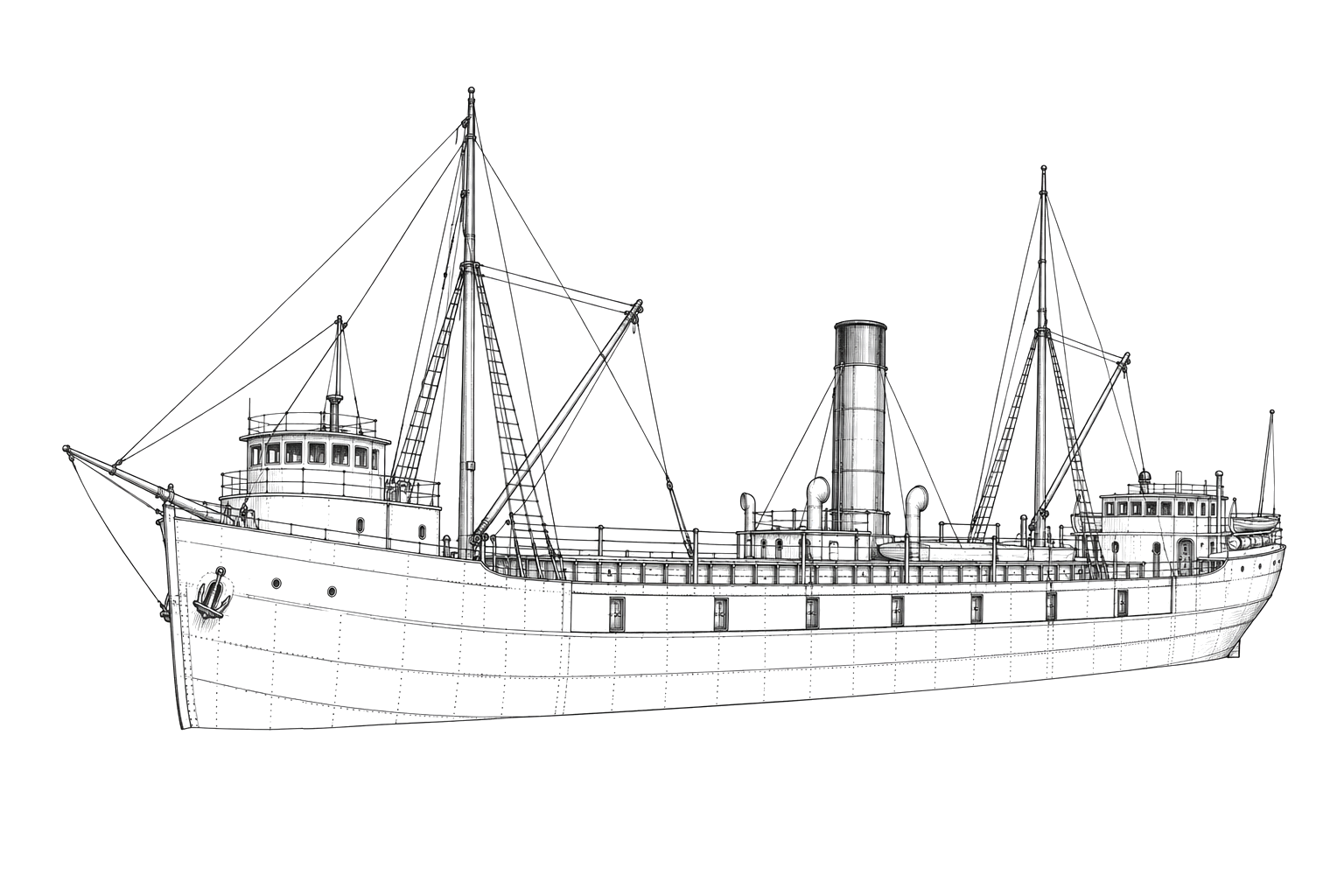 Engraved line drawing of the Clarion